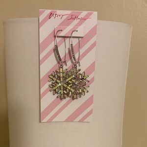 Betsey Johnson Iridescent Snowflake Earrings